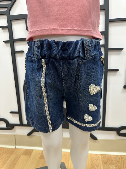 E-Corto Corazones Azul Oscuro