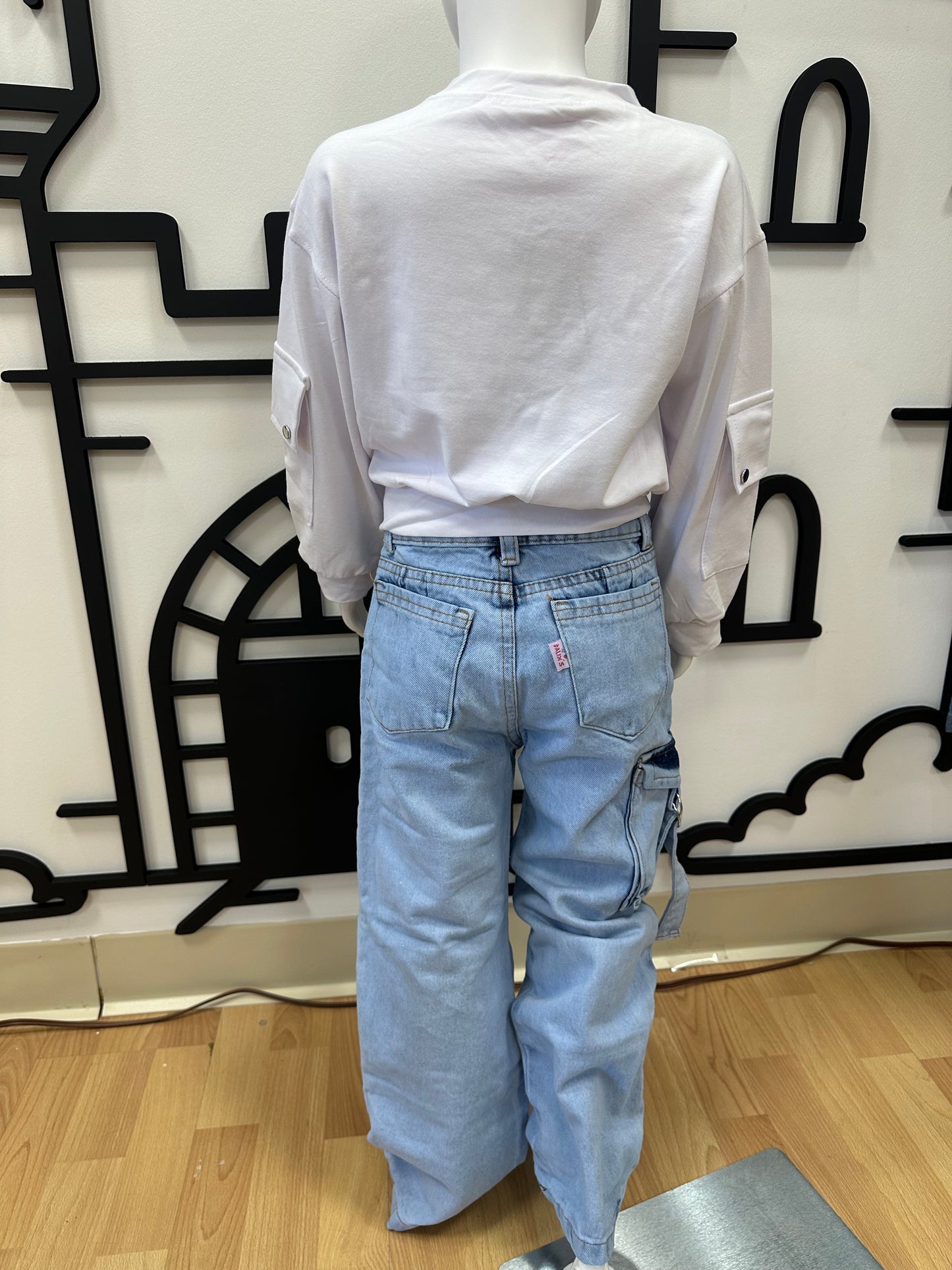 Outfit- Cargo/Blusa Osito Blanco
