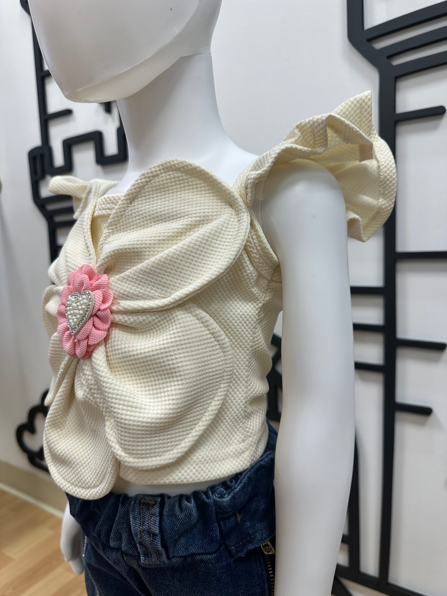 E-Blusa Flor Crema