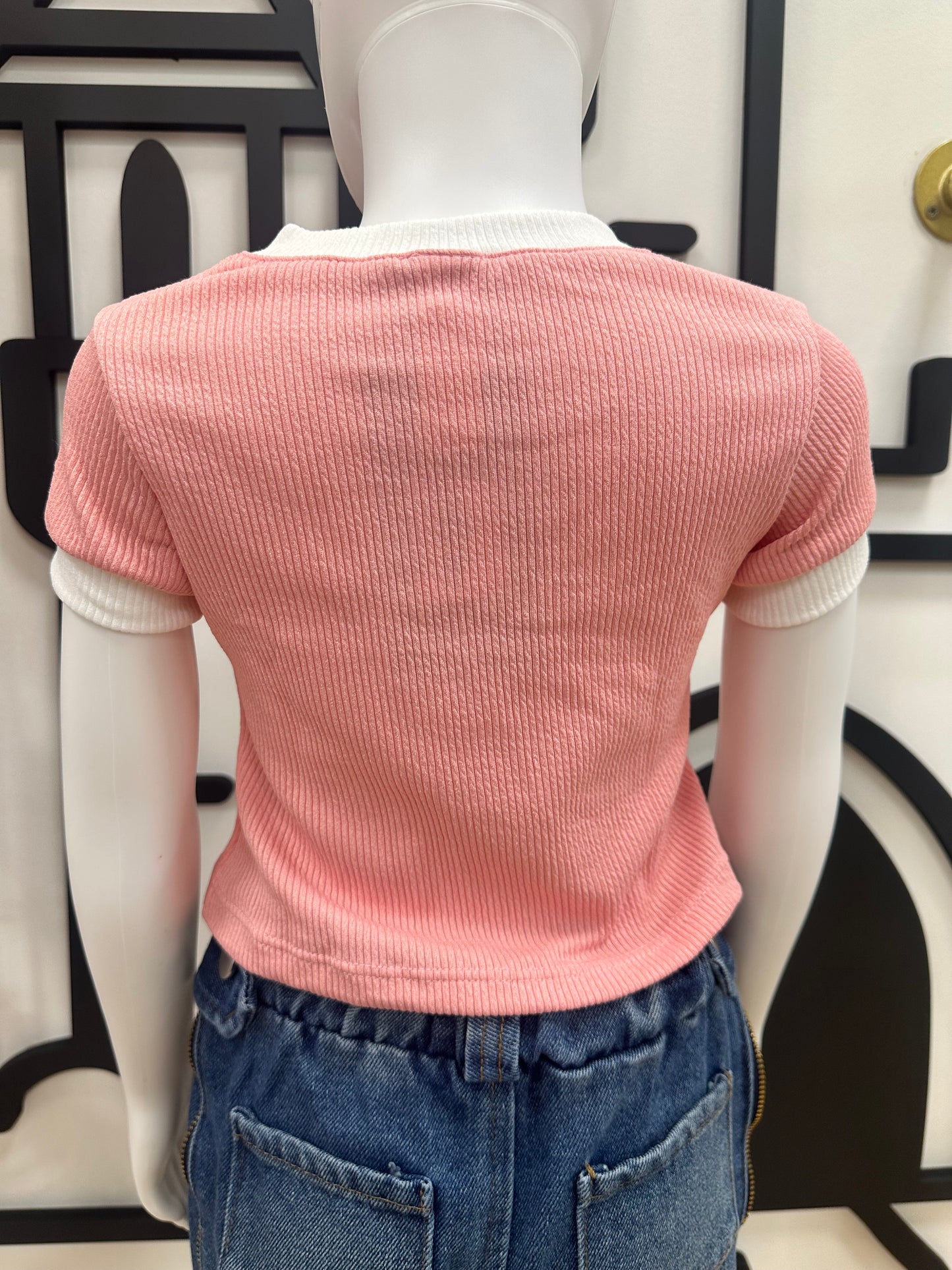 CK-Blusa Rosa/Blanco