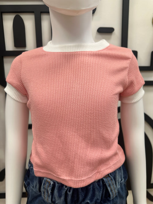 CK-Blusa Rosa/Blanco